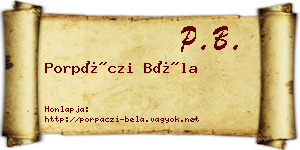 Porpáczi Béla névjegykártya